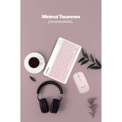 Pembe Kablosuz Klavye Ve Mouse Seti (1)