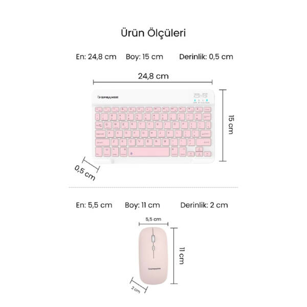 Pembe Kablosuz Klavye Ve Mouse Seti - 3