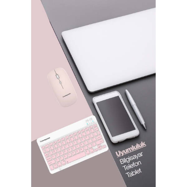 Pembe Kablosuz Klavye Ve Mouse Seti - 5