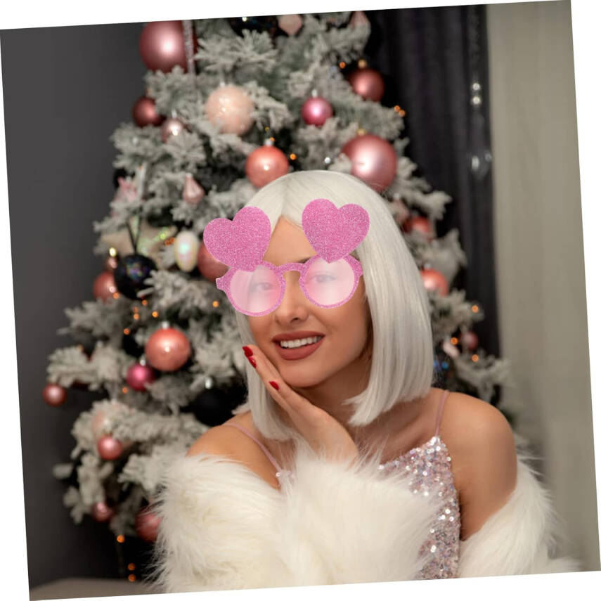 Pembe Renk Simli Kalp Figürlü Parti Gözlüğü - 2