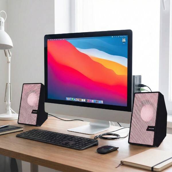 Pembe USB 2.0 + 3.5mm USB Hoparlör - 1