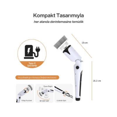 Portatif Şarjlı Temizleme Fırçası - 5