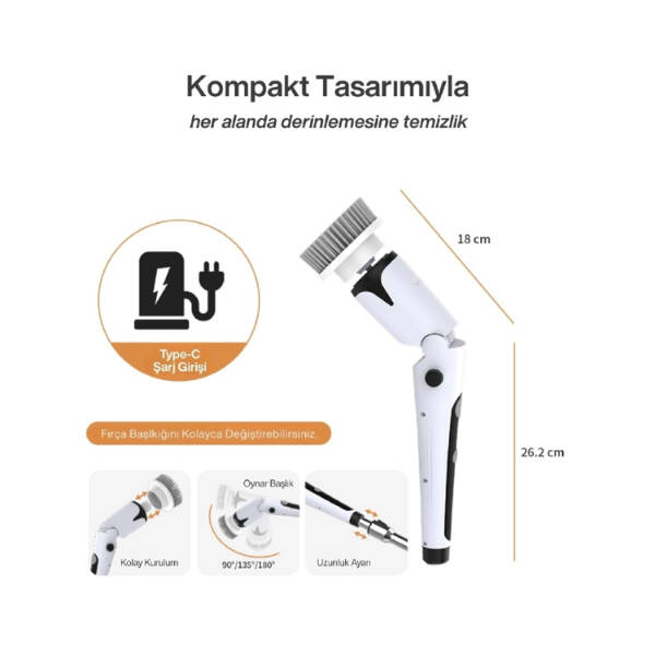 Portatif Şarjlı Temizleme Fırçası - 5
