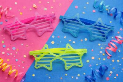 Retro Neon Fosforlu Yıldız Panjur Gözlük - 12 Adet - 3