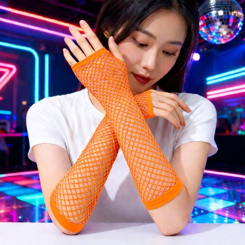 Retro Turuncu File Parmaksız Eldiven 26 cm - 3