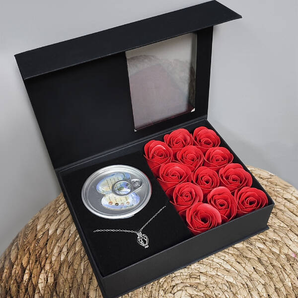 Romantik Gül ve İstiridye İnci Kolye Seti - 1