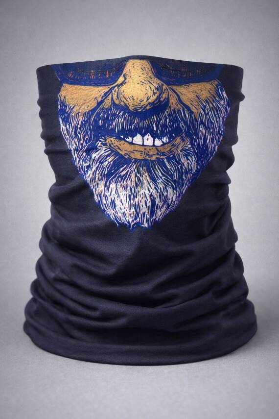 Sakallı Yüz Desenli Çok Amaçlı Buff – Yüz, Boyun Maskesi ve Bandana No 1 - 2