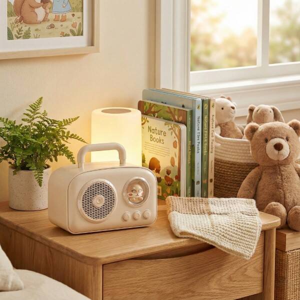 Sevimli Tasarımlı Taşınabilir Radyolu Bluetooth Hoparlör Bej - 1