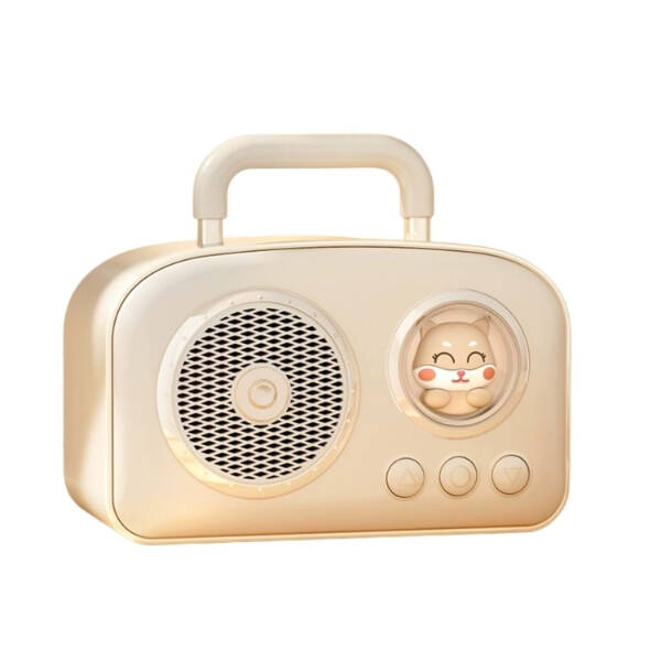 Sevimli Tasarımlı Taşınabilir Radyolu Bluetooth Hoparlör Bej - 2