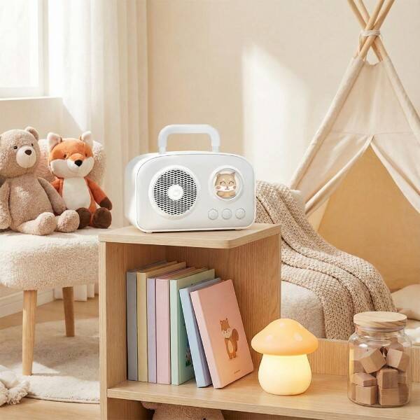 Sevimli Tasarımlı Taşınabilir Radyolu Bluetooth Hoparlör Beyaz - 1