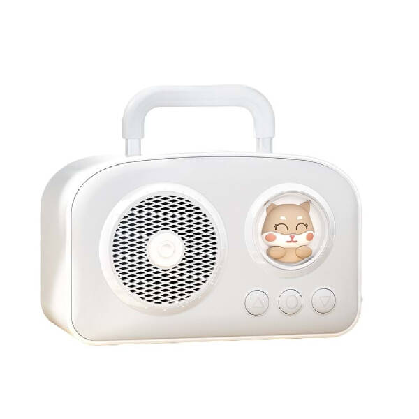 Sevimli Tasarımlı Taşınabilir Radyolu Bluetooth Hoparlör Beyaz - 2