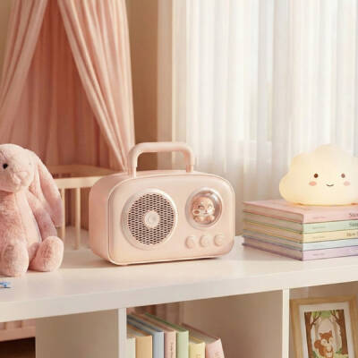 Sevimli Tasarımlı Taşınabilir Radyolu Bluetooth Hoparlör Pembe