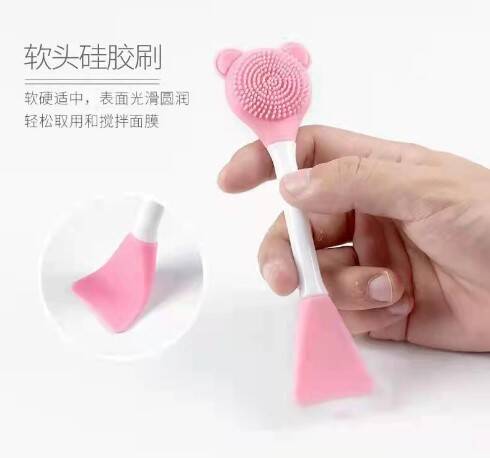 Silikon Yüz Temizleme Fırçası ve Maske Uygulama Spatulası - 2