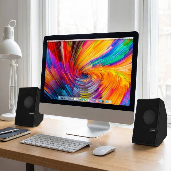 Siyah USB 2.0 + 3.5mm USB Hoparlör - 1