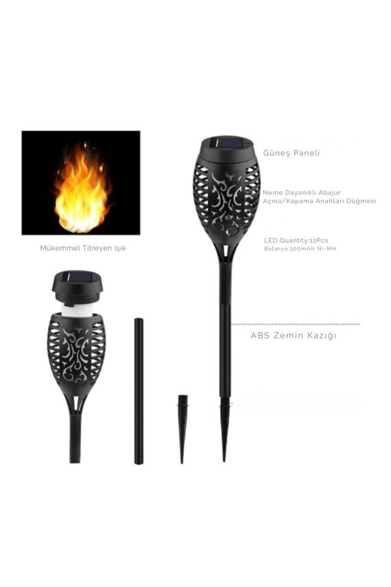 Solar Alev Efektli Bahçe Lambası - 5