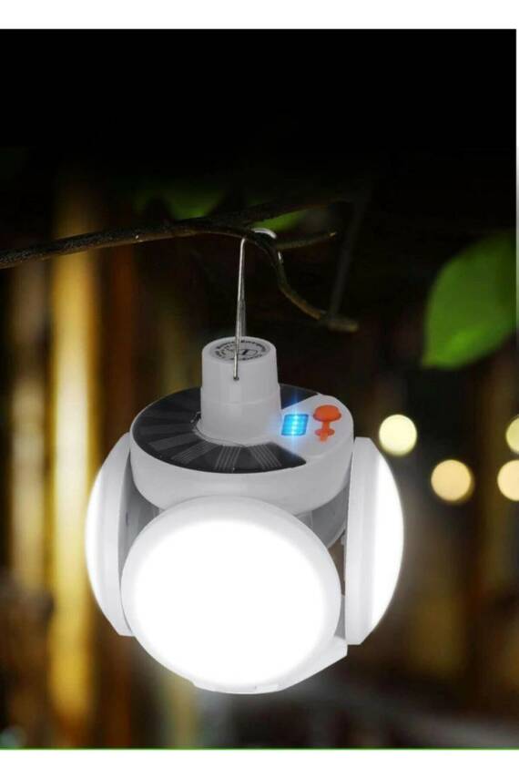 Solar Güneş Enerji Ve Usb Sarjlı 5 Kanatlı Bahçe Aydınlatma Led Askılı Pratik Kamp Lamba - 1