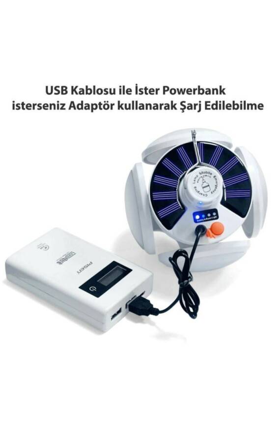 Solar Güneş Enerji Ve Usb Sarjlı 5 Kanatlı Bahçe Aydınlatma Led Askılı Pratik Kamp Lamba - 5