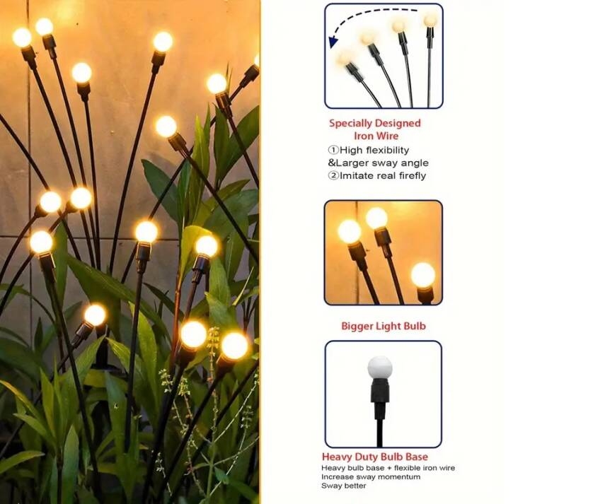 Solar LED Ateşböceği Bahçe Işıkları 2 Adet - 3
