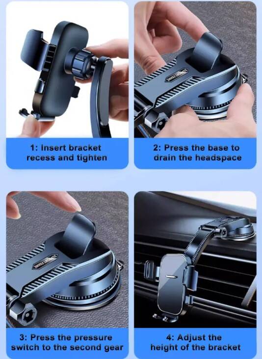 Torpido Üstü Vakumlu Araç Telefon Tutucu Ayarlanabilir Uzun Kollu - 3