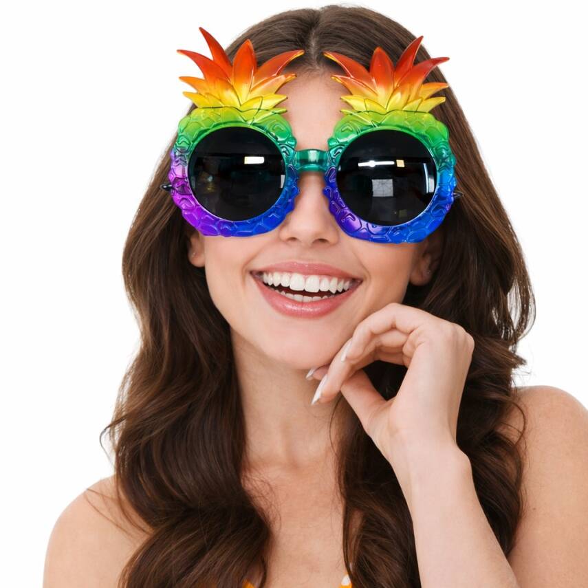 Tropikal Ananas Tasarımlı Renkli Hawaii Parti Gözlüğü - 1