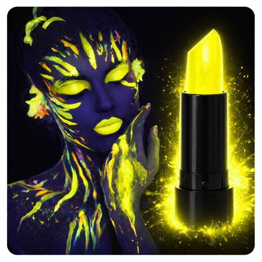 UV Neon Sarı Ruj – Karanlıkta Parlayan Makyaj Boyası - 1