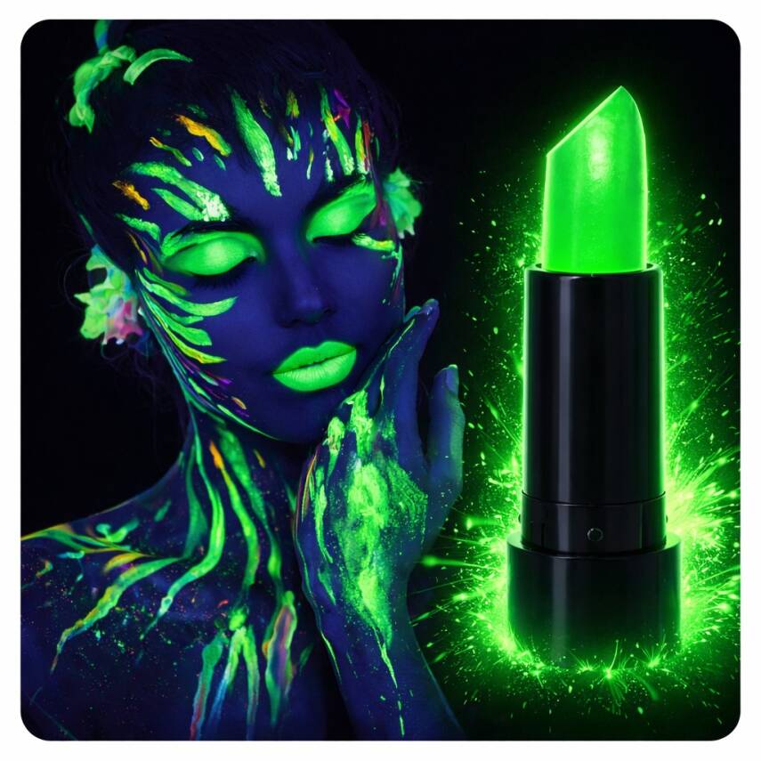 UV Neon Yeşil Ruj – Karanlıkta Parlayan Makyaj Boyası - 1