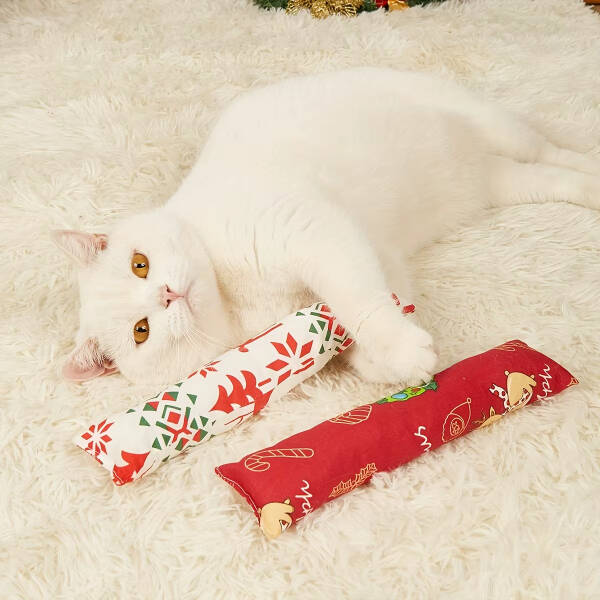 Yılbaşı Konseptli Hışırtılı Bez Kedi Oyuncağı - 1