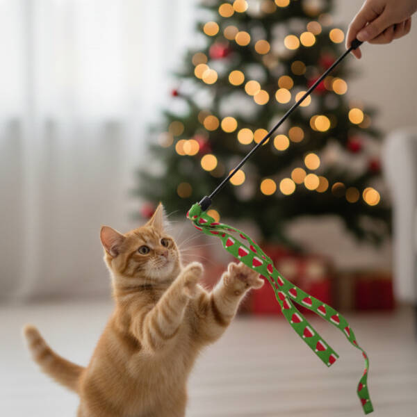 Yılbaşı Temalı Kedi Oyun Oltası - 3