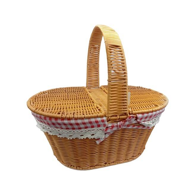 Yuvarlak Kapaklı Hasır Piknik Sepeti - 1